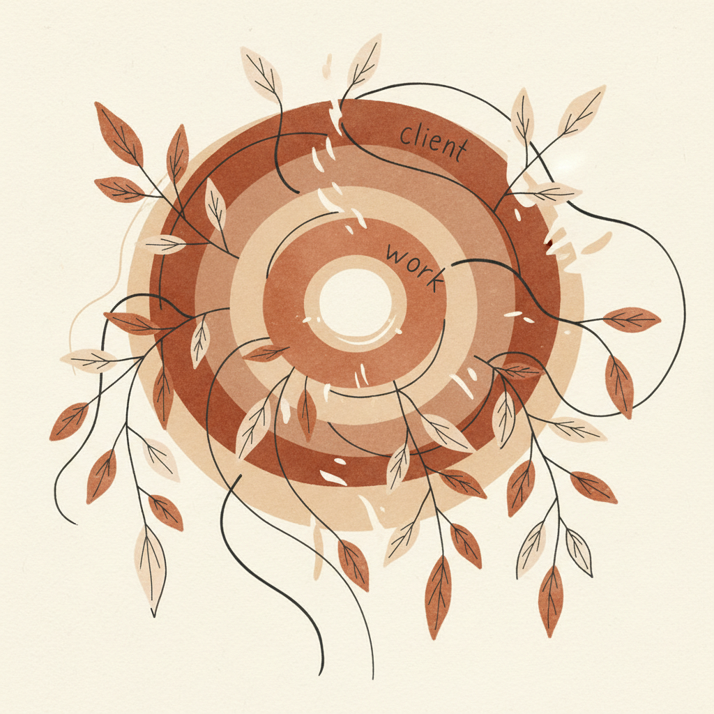 Abstract illustration of work burnout across life domains