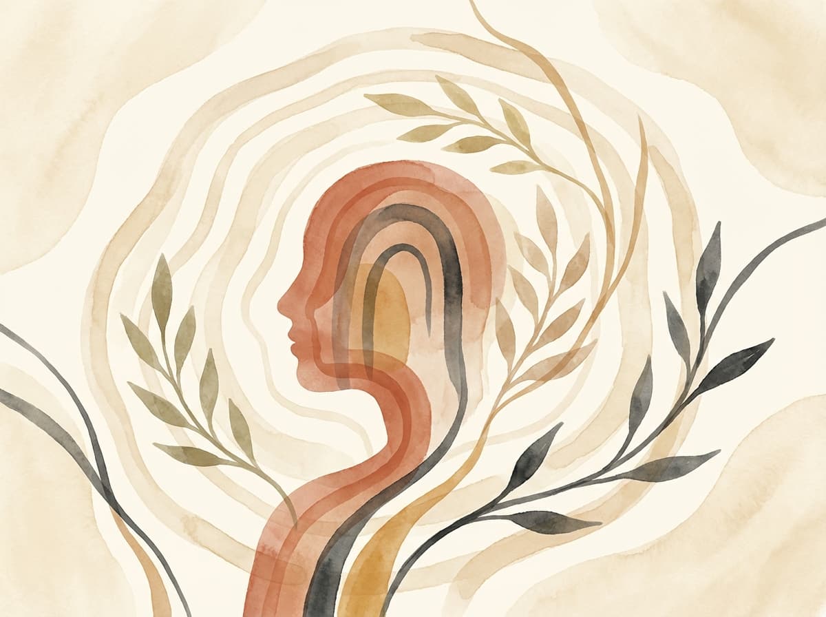 Abstract illustration of self-discovery across a lifetime